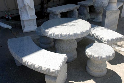 5-Piece Granite Table & Bench Set