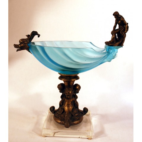 Hand Blown Frosted Glass with Bronze, Poseidon