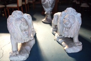 Pair of Marble White Lions